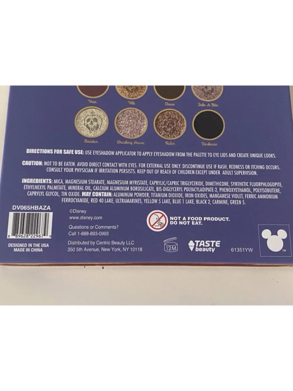 Taste Beauty Disney Villains Eyeshadow Palette Evil Queen 12 Shades Maleficent